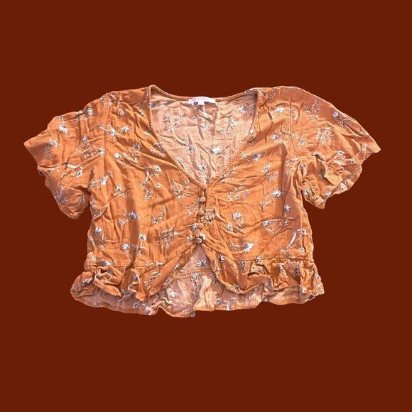 💥PacSun Lottie Moss Floral Ruffled Crop Top - Picture 1 of 7